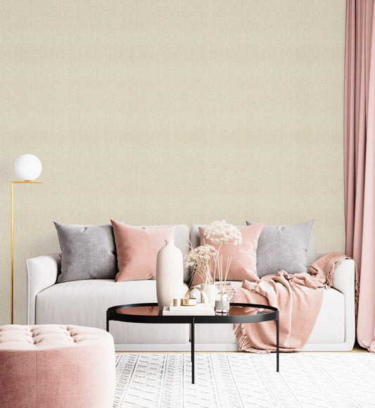 Papel de Parede Efeito Linho Bege Claro