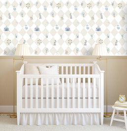 Papel de Parede Infantil Circo com Losango - Bege