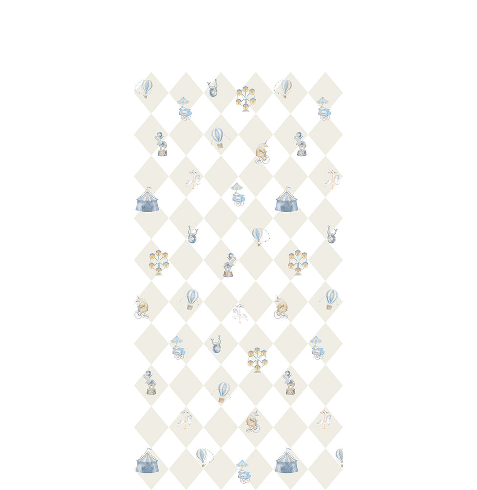 Papel de Parede Infantil Circo com Losango - Bege