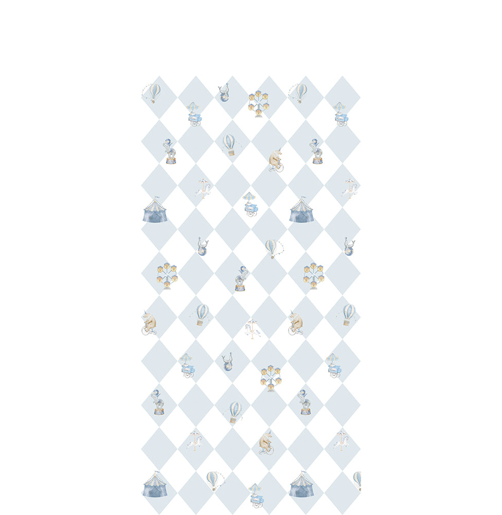 Papel de Parede Infantil Circo com Losango - Azul
