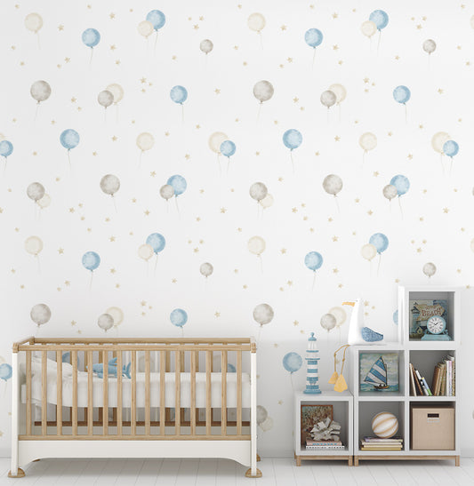 Papel de Parede Infantil Bexigas - Azul