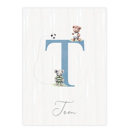 Quadro Infantil com Animais Esportistas Inicial Personalizado - Vertical