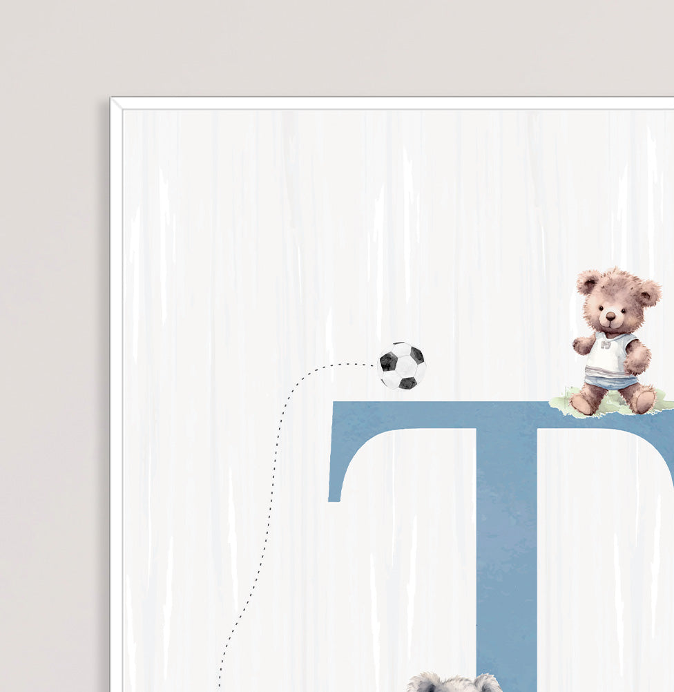 Quadro Infantil com Animais Esportistas Inicial Personalizado - Vertical