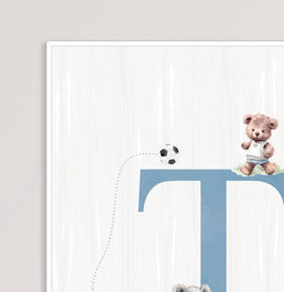 Quadro Infantil com Animais Esportistas Inicial Personalizado - Vertical