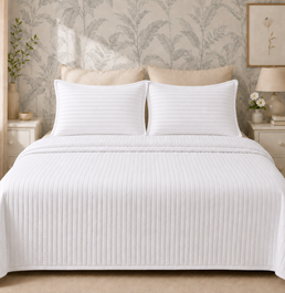 Kit Colcha Casal Listra 3 Peças - Branco