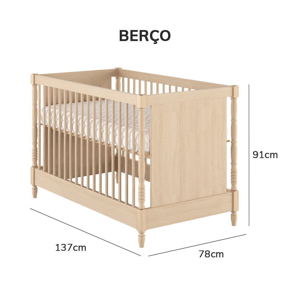Berço Monet 3 em 1 - Carvalho