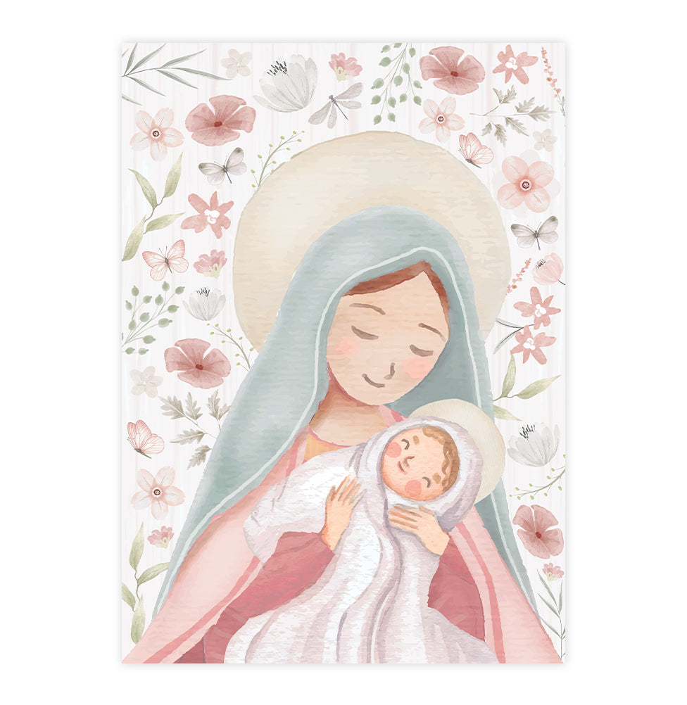 Quadro Infantil Nossa Senhora Outono Rosa - Vertical