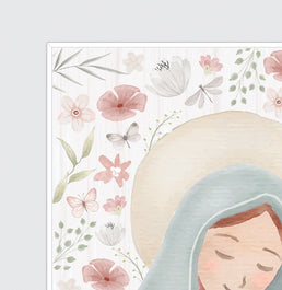 Quadro Infantil Nossa Senhora Outono Rosa - Vertical