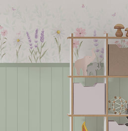 Papel de Parede Flores, Margaridas, Lavandas Cor Única - Mural