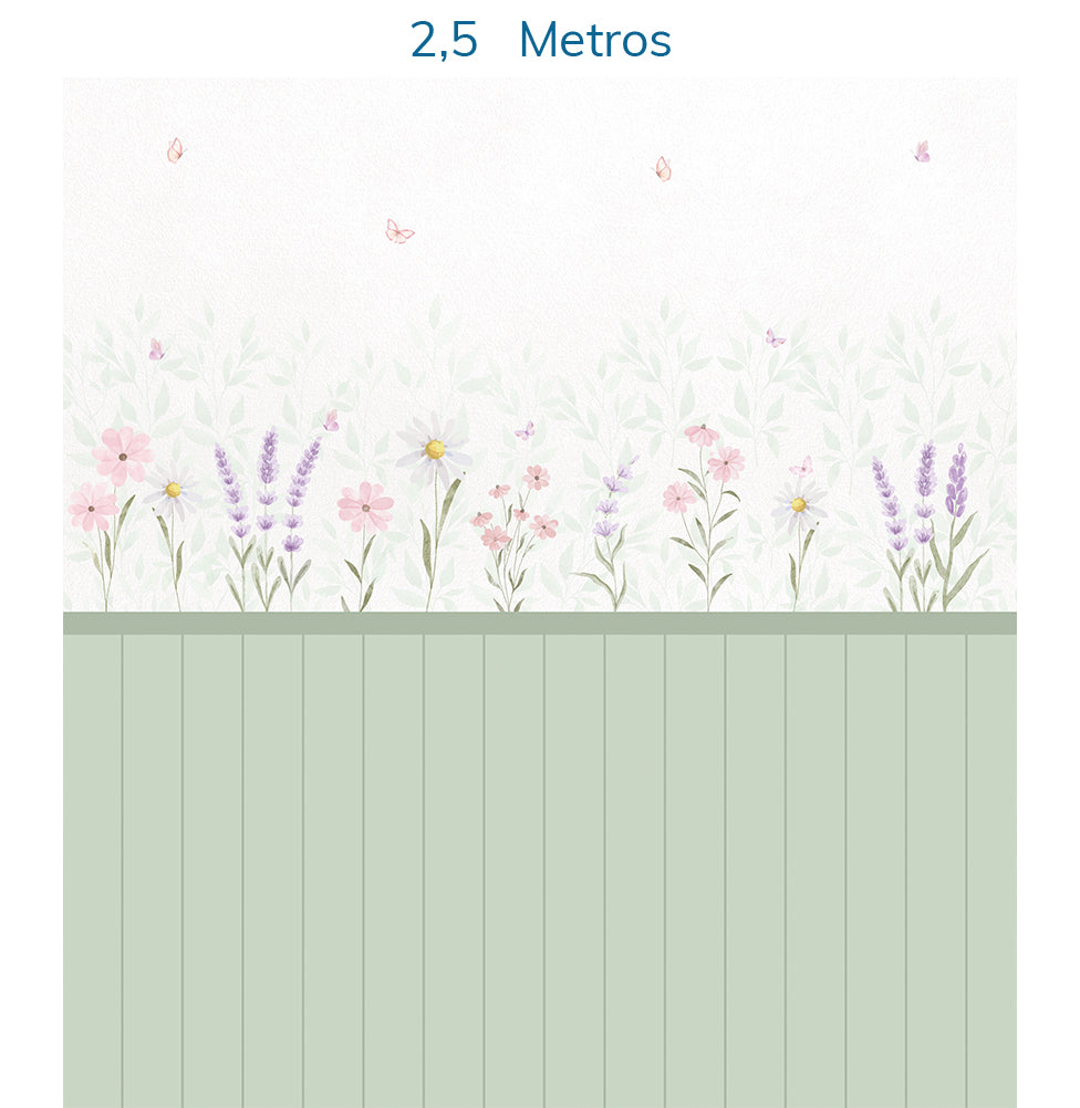 Papel de Parede Flores, Margaridas, Lavandas Cor Única - Mural