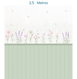 Papel de Parede Flores, Margaridas, Lavandas Cor Única - Mural