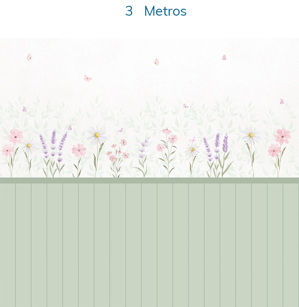 Papel de Parede Flores, Margaridas, Lavandas Cor Única - Mural