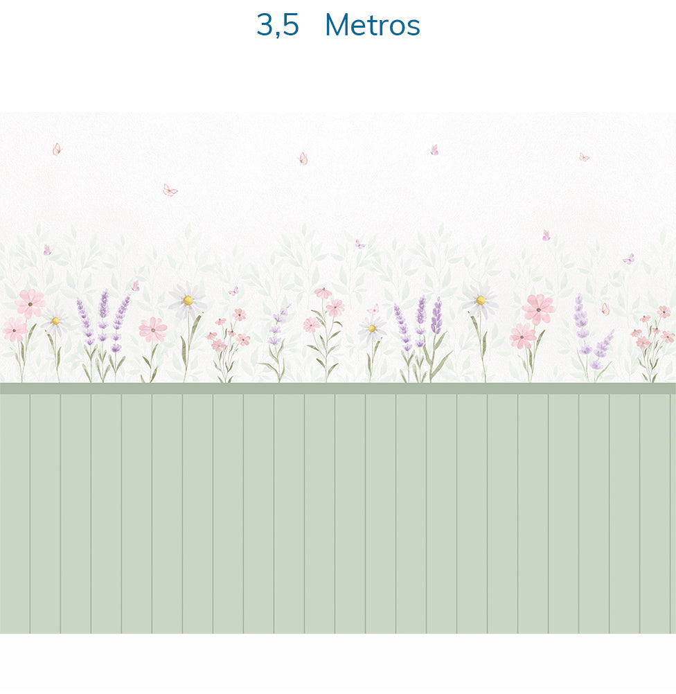 Papel de Parede Flores, Margaridas, Lavandas Cor Única - Mural