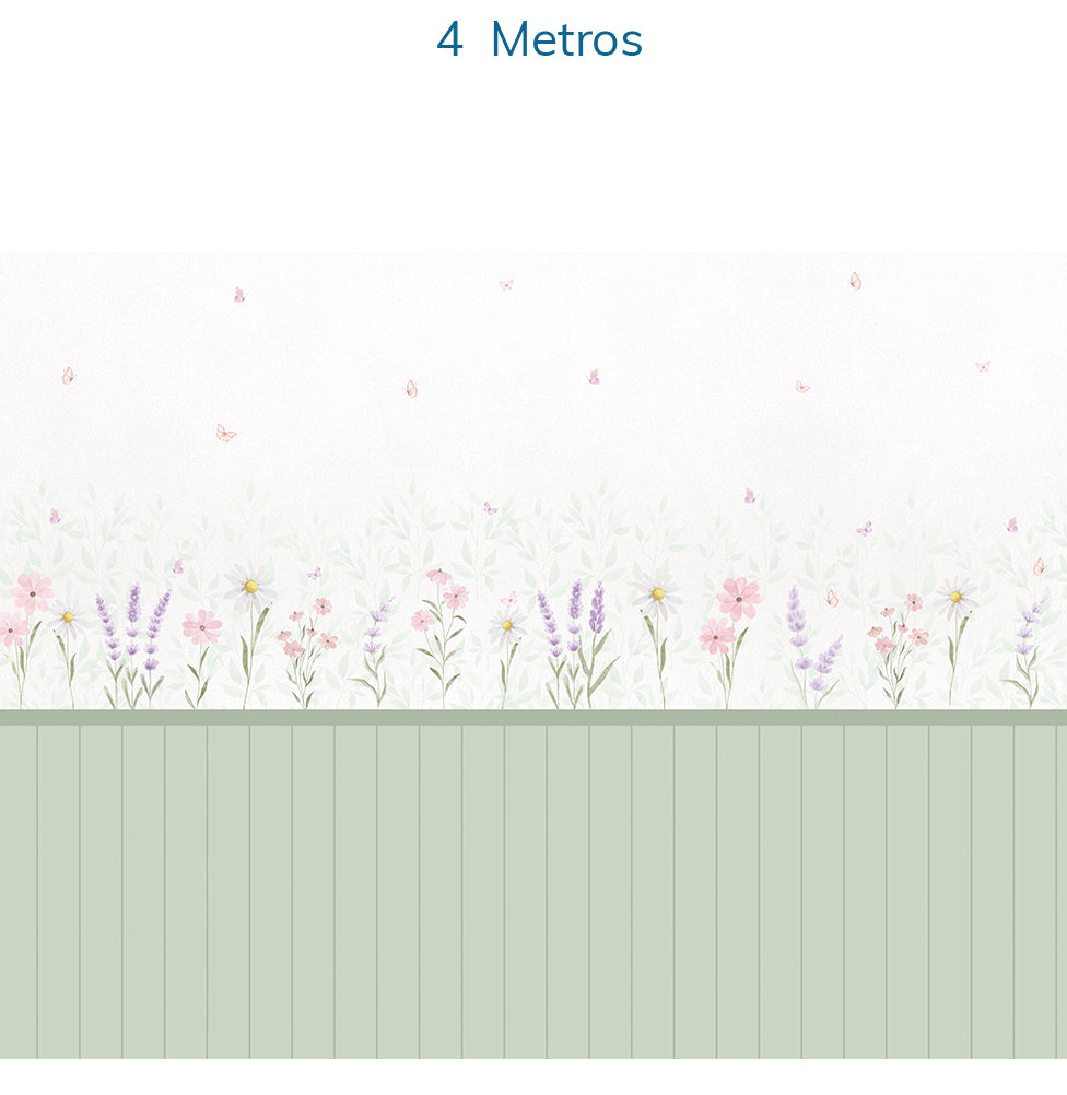 Papel de Parede Flores, Margaridas, Lavandas Cor Única - Mural