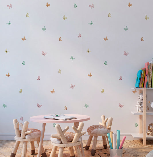 Papel de Parede Adesivo Borboleta Flores do Campo Verde 3,50 x 1,70m - Bota Fora