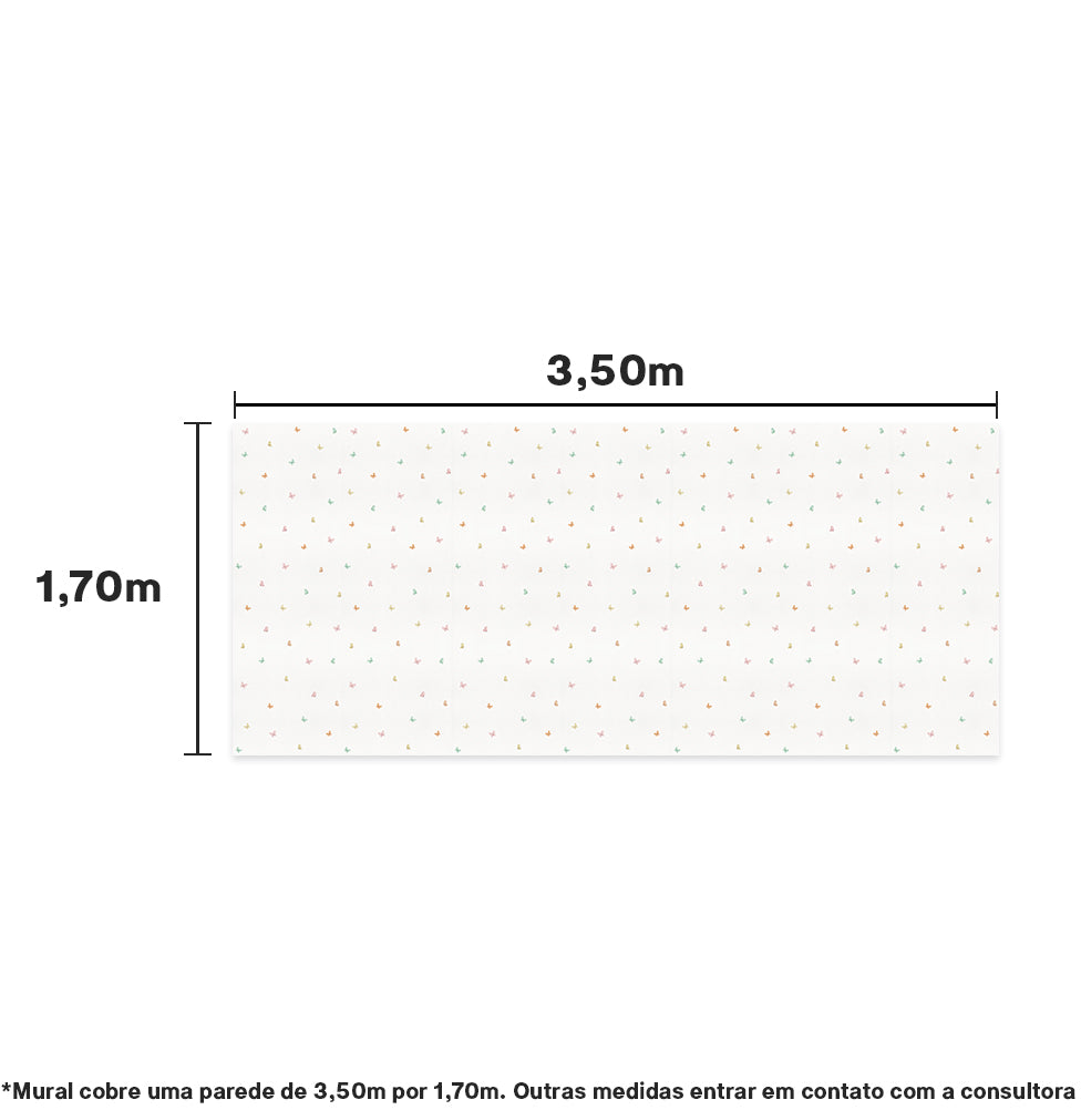 Papel de Parede Adesivo Borboleta Flores do Campo Verde 3,50 x 1,70m - Bota Fora