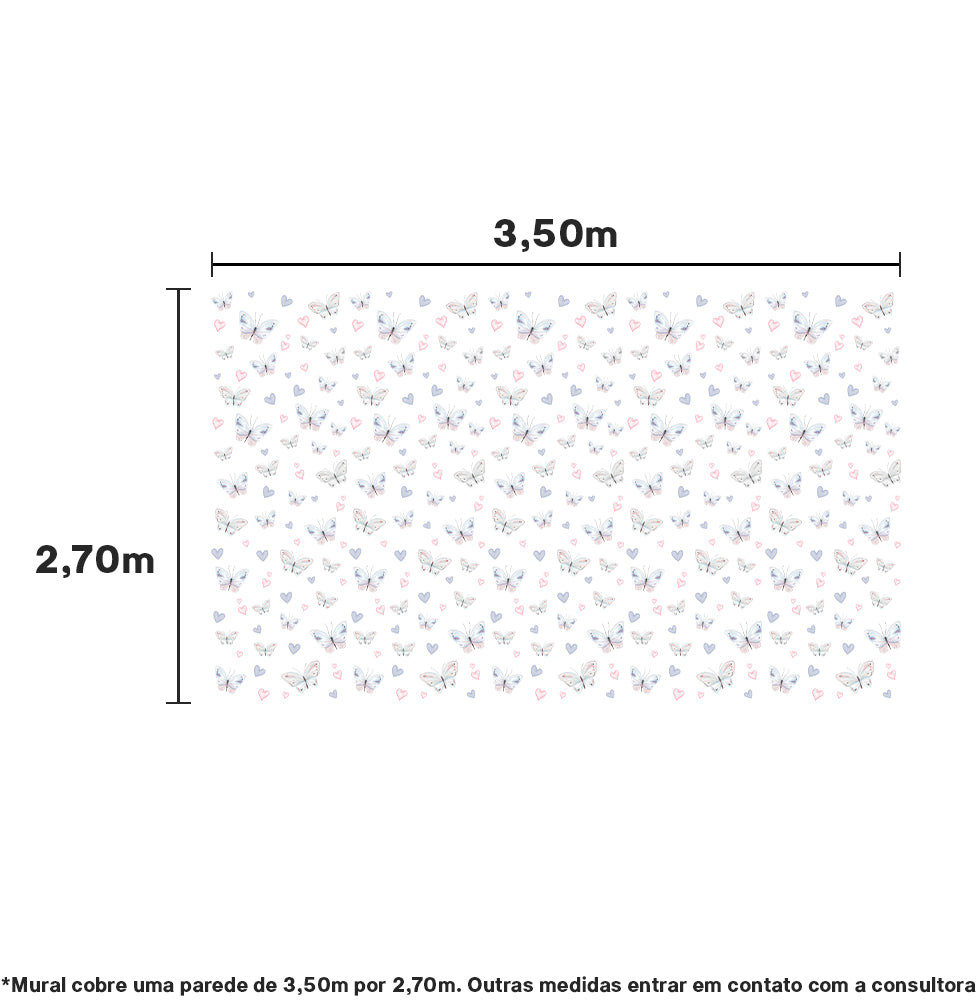 Papel de Parede Adesivo Borboleta 3,50 x 2,70m - Bota Fora