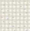 Papel de Parede Xadrez com Carros Aquarela Bege - Mural