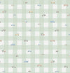 Papel de Parede Xadrez com Carros Aquarela Verde - Mural