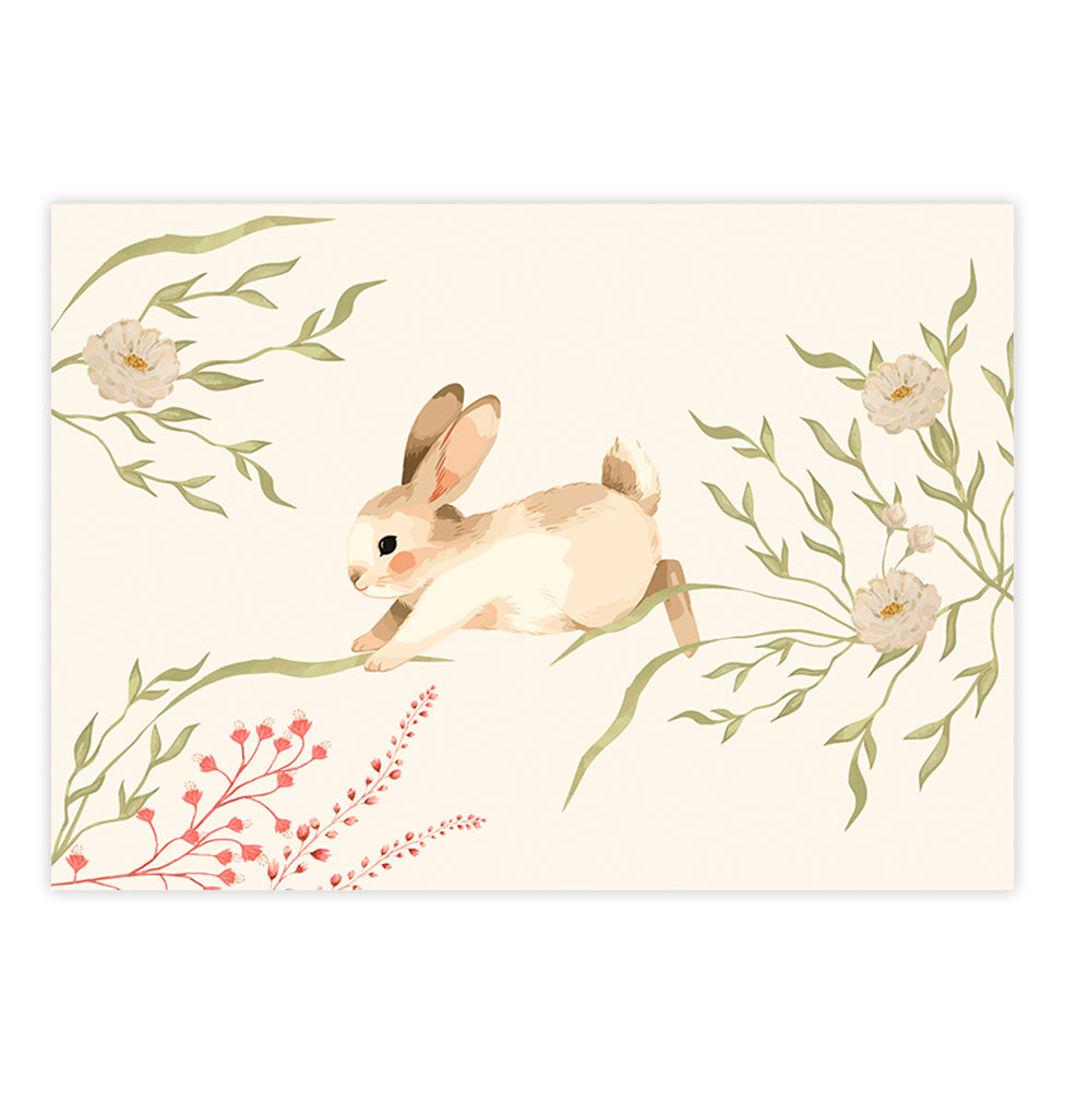 Quadro Infantil Coelho Floral Secrets Bege