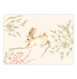 Quadro Infantil Coelho Floral Secrets Bege