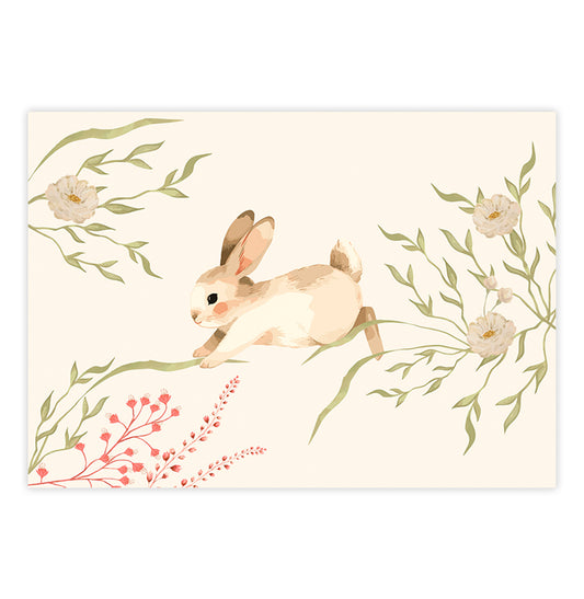 Quadro Infantil Coelho Floral Secrets Bege