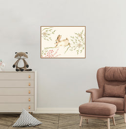 Quadro Infantil Coelho Floral Secrets Bege