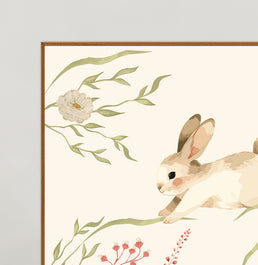 Quadro Infantil Coelho Floral Secrets Bege