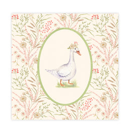 Quadro Infantil Ganso Floral Secrets Bege