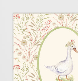 Quadro Infantil Ganso Floral Secrets Bege