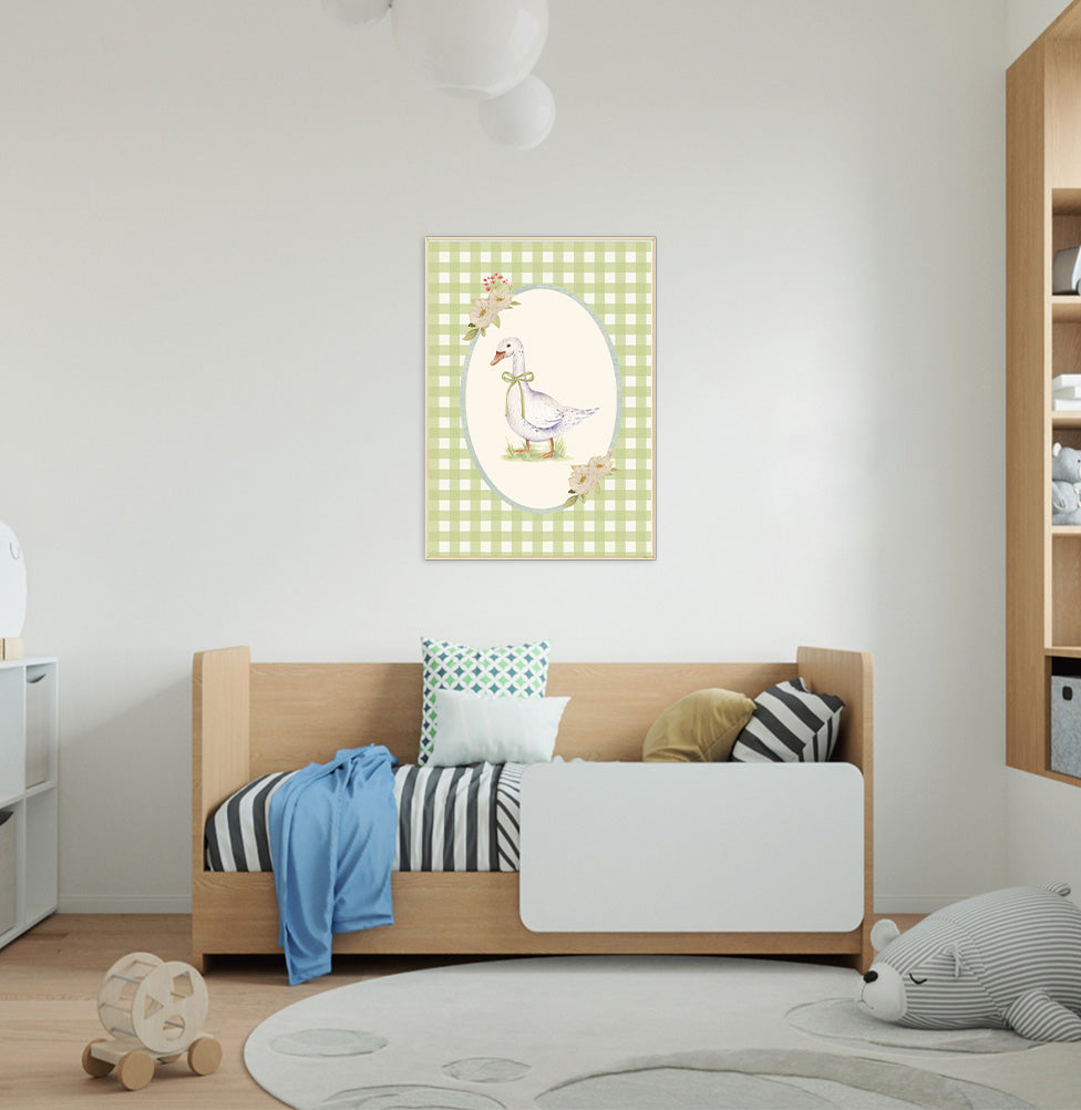 QUADRO INFANTIL GANSO XADREZ SECRETS VERDE - VERTICAL - COR ÚNICA