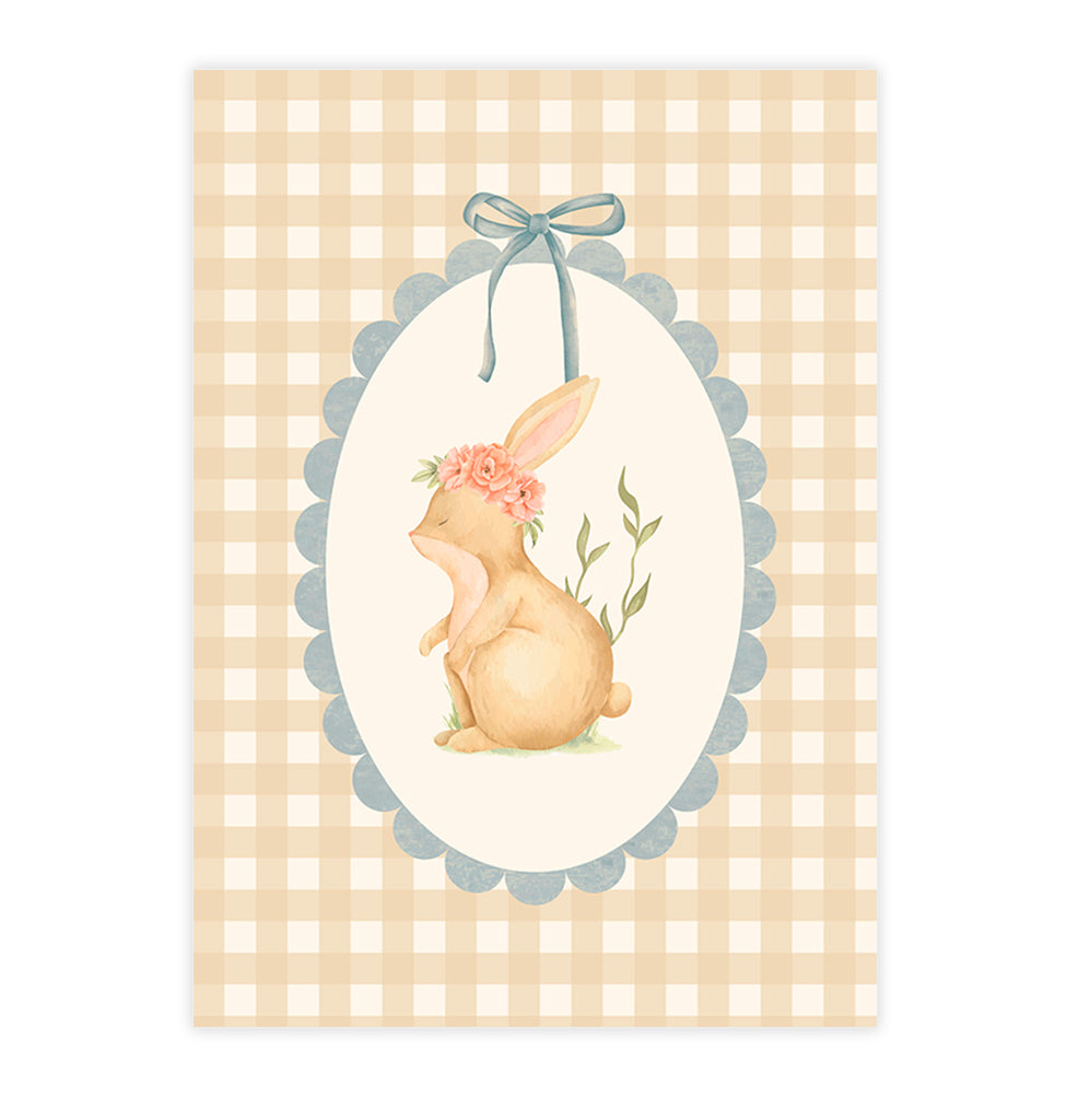 Quadro Infantil Coelho Xadrez Secrets Bege