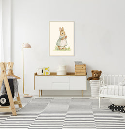 Quadro Infantil Coelha com Morango Secrets Bege