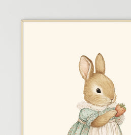 Quadro Infantil Coelha com Morango Secrets Bege