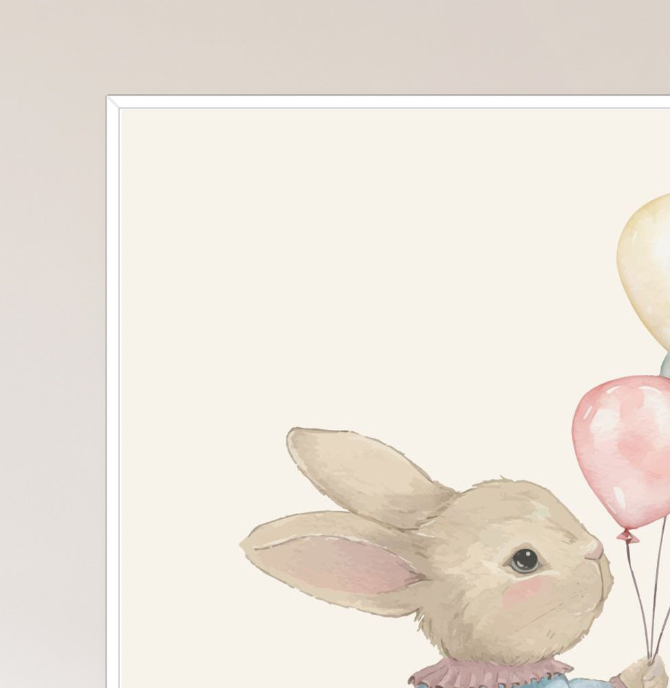 Quadro Infantil Coelha Azul com Balões Secrets Bege