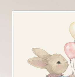 Quadro Infantil Coelha Azul com Balões Secrets Bege