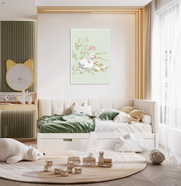 Quadro Infantil Ganso Família Secrets Verde