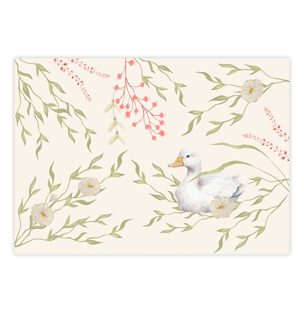 Quadro Infantil Ganso com Flores Secrets Bege