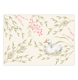 Quadro Infantil Ganso com Flores Secrets Bege