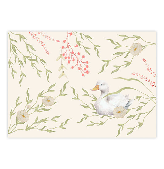 Quadro Infantil Ganso com Flores Secrets Bege