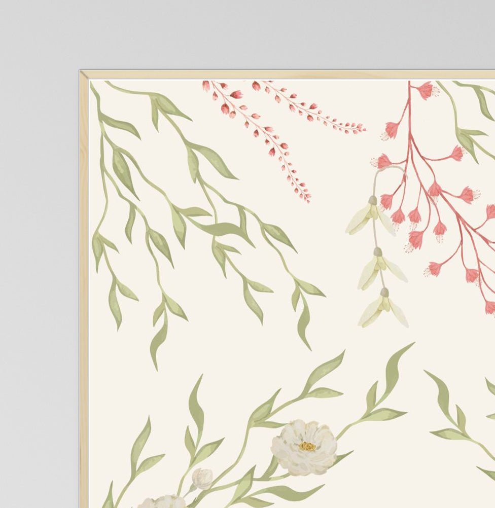 Quadro Infantil Ganso com Flores Secrets Bege