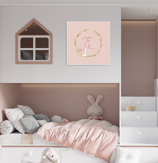 Quadro Infantil Guirlanda com Inicial Secrets Rosa  - Personalizado