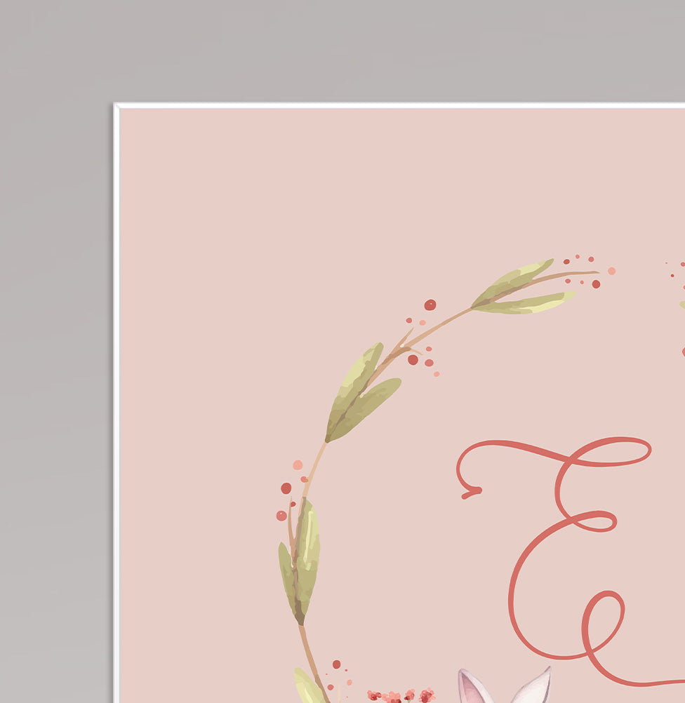 Quadro Infantil Guirlanda com Inicial Secrets Rosa  - Personalizado