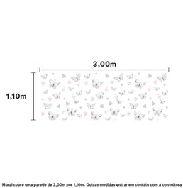 Papel de Parede Adesivo Borboleta 3,00 x 1,10m - Bota Fora