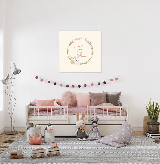 Quadro Infantil Guirlanda com Inicial Secrets Bege  - Personalizado