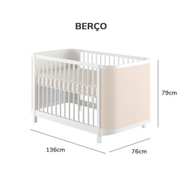 Berço Raika 3 em 1 Com Palha - Branco