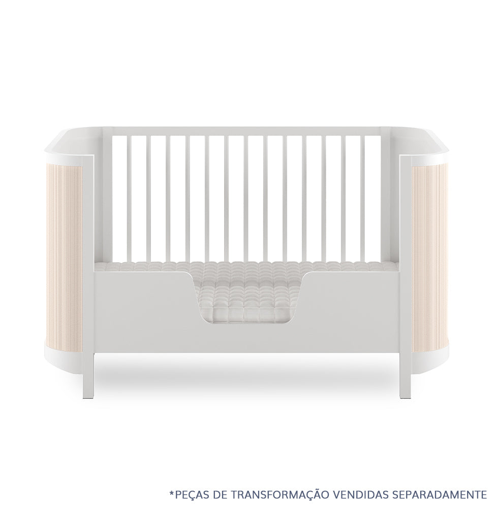 Berço Raika 3 em 1 Com Palha - Branco