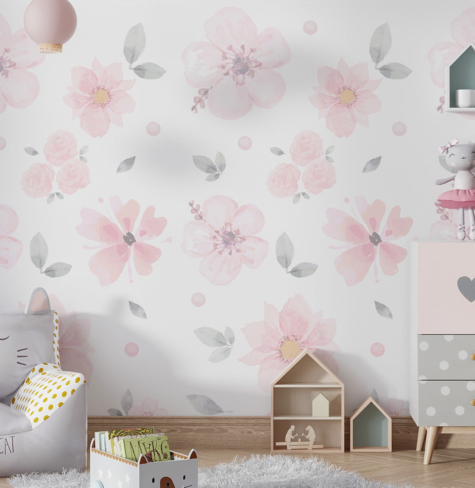 PAPEL DE PAREDE ADESIVO FLORAL GRANDE AQUARELA 2,50 X 1,70 M - BOTA FORA