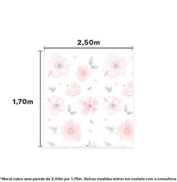 PAPEL DE PAREDE ADESIVO FLORAL GRANDE AQUARELA 2,50 X 1,70 M - BOTA FORA