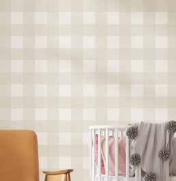 PAPEL DE PAREDE ADESIVO XADREZ MÉDIO BEGE 2,50 X 2,70 M - BOTA FORA